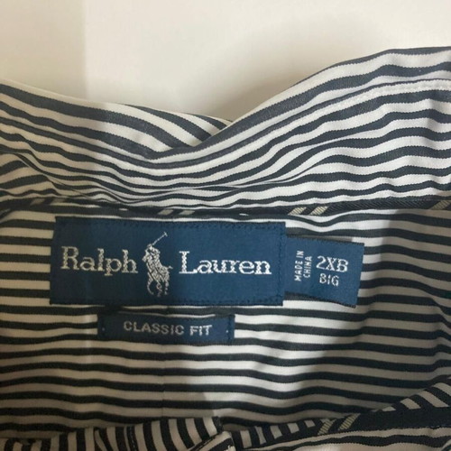 Ralph Lauren Black White Striped Dress Shirt XXL with Black Pony