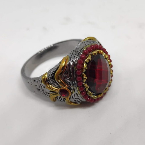 Men's ring with large red stone