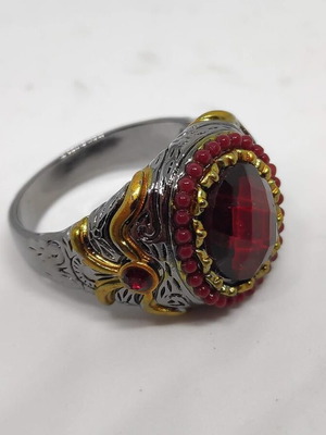 Men's ring with large red stone