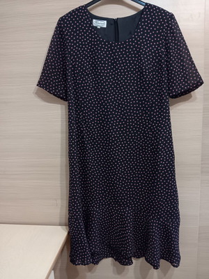Women's long polka dot dress like new, black and pink