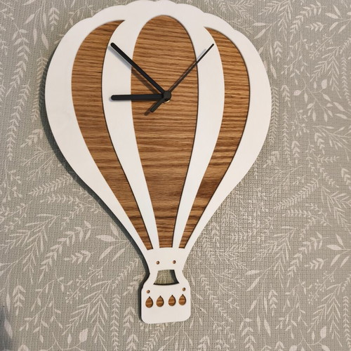 Handmade Hot Air Balloon Wall Clock with Wooden Finish