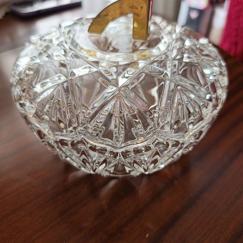 Crystal fondue pot with gold details like new