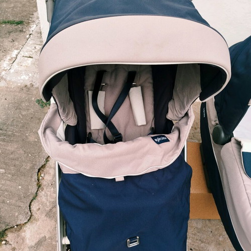 Inglesina Trilogy stroller set used with car seat and accessories
