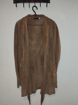Leather coat with fringes, brown, size M