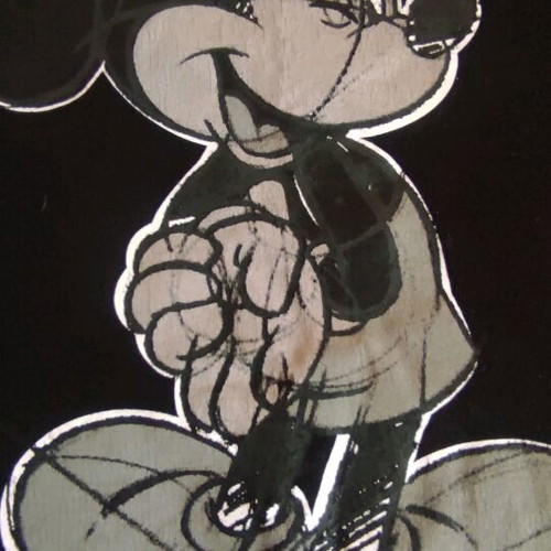 Mickey Mouse women's T-shirt used, size S, black and white