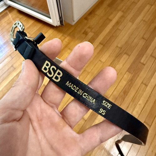 BSB belt new, thin, black and gold, size 95