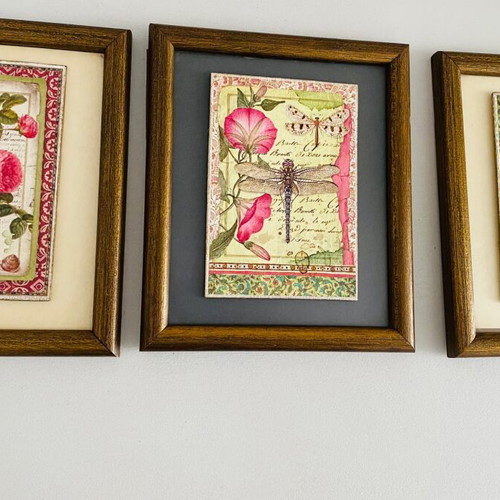 Set of three used frames with wooden frame 17x20