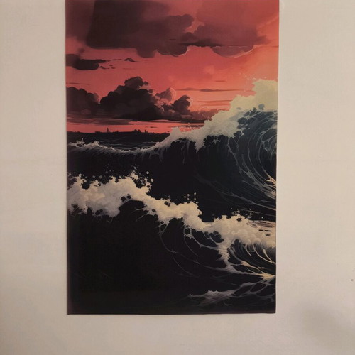 Triple Japanese Art Poster Like New "The Wave"