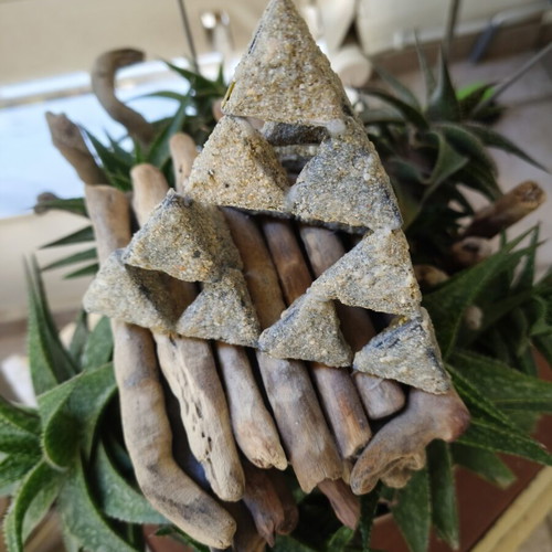Sierpinski Pyramid new, wood and sand from Naxos beach