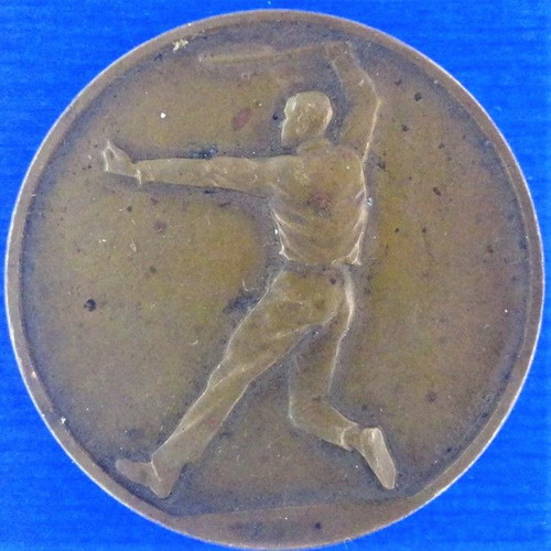 France medal used, tennis award service 40mm bronze