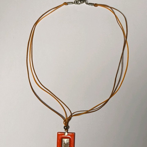 Necklace made of blown glass and 925 silver new, orange