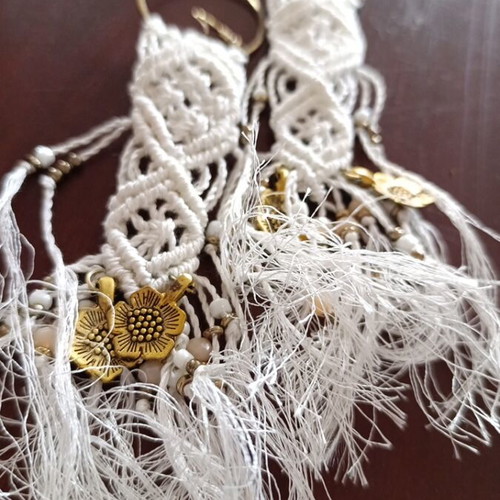 Macrame earrings handmade, new, thread