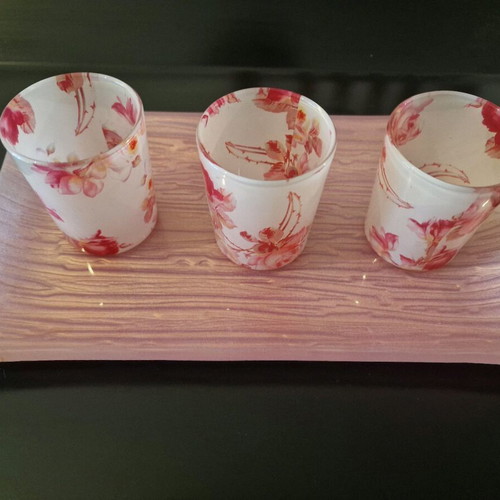 Trimar glass tray and glasses like new