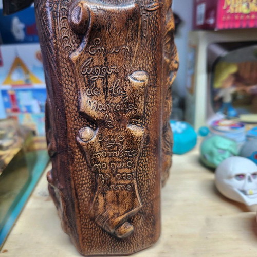 Whisky bottle Don Quixote vintage used, covered with genuine leather