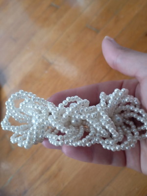 French barrette hair clip with white faux pearls, vintage style