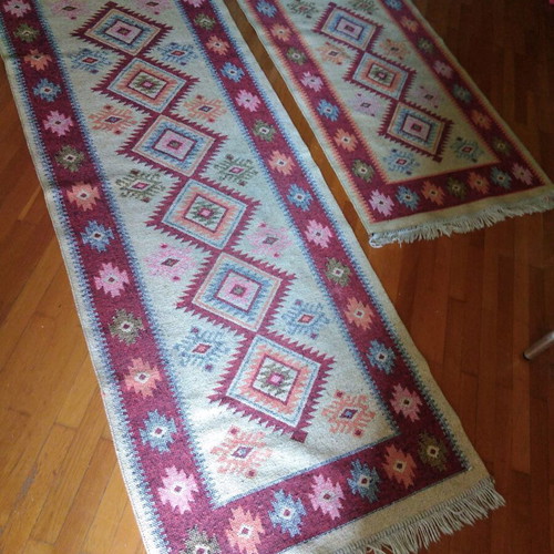 Set of kilims like new, 2 pieces with dimensions 1.97x72 and 1.25x72