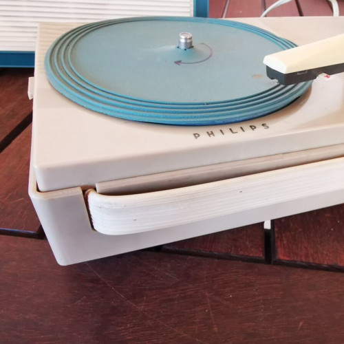 Philips vintage miniature turntable used, 60's design