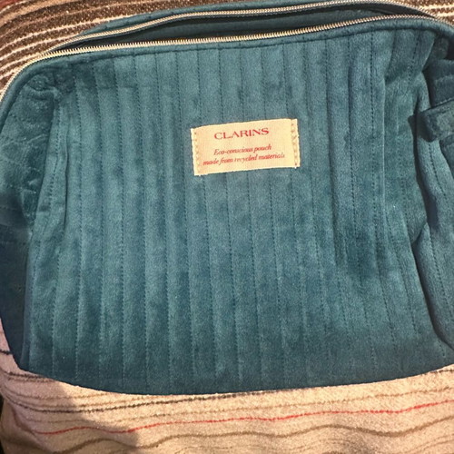 Clarins toiletry bag unused, turquoise