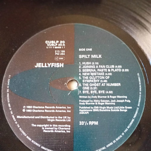 Jellyfish Spit Milk vinyl record used, rock genre, 1993 first edition