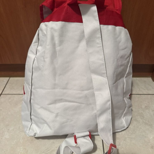 Two-tone backpack drawstring bag white and red like new