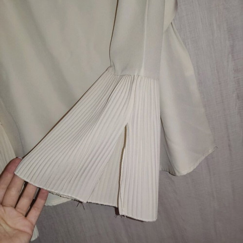 Shein women's blouse beige with sleeve detail like new size M