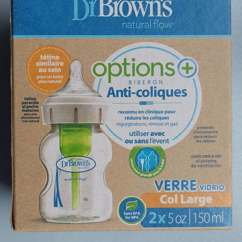 Set of 2 used Dr Brown's 150ml baby bottles for 0+