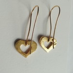 Silver handmade gold-plated heart earrings with purple enamel new