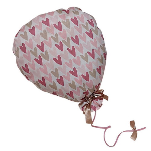 Set of 2 hanging decorative balloons pink and white with hearts