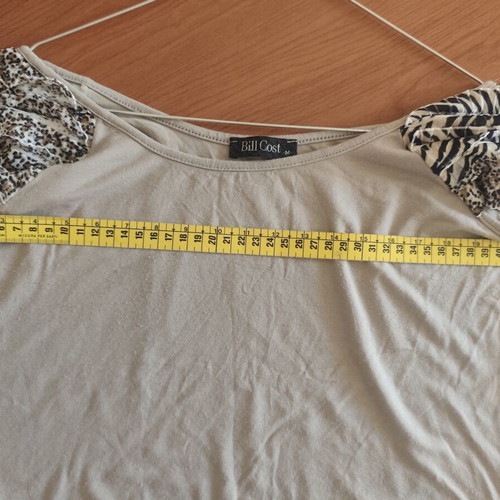 Bill Cost blouse used with animal print sleeves, beige, size M
