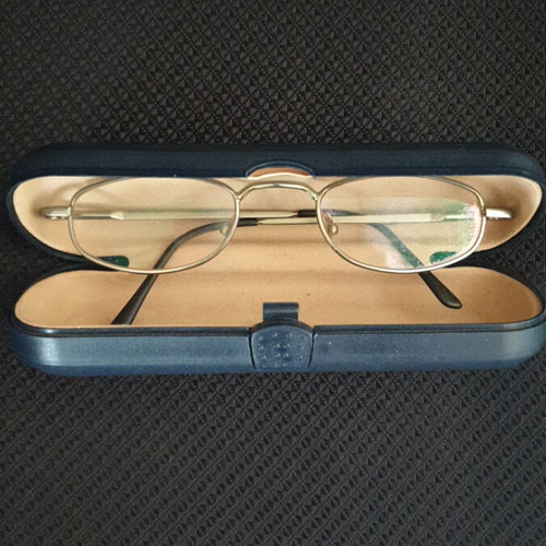 Eye Glasses Myopia Metal Frame With Case Used, Gray