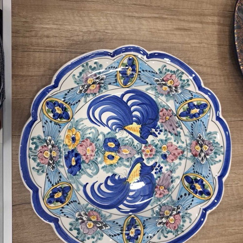 Handmade ceramic platter hand-painted