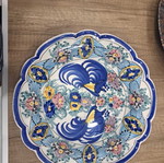 Handmade ceramic platter hand-painted