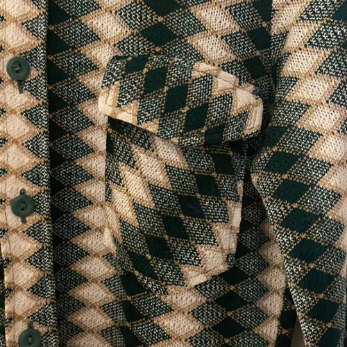 Shirt new with Missoni-like pattern, beige and green