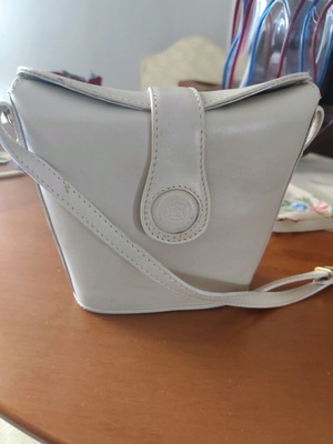 Beige genuine leather shoulder bag crossbody new bucket style