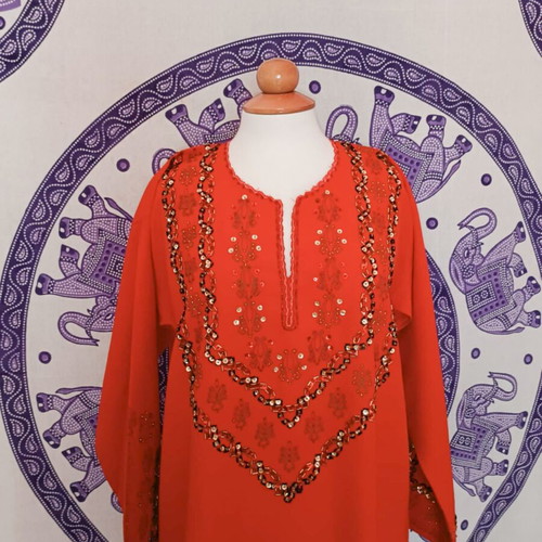 Vintage Caftan embroidered, new, red, size L