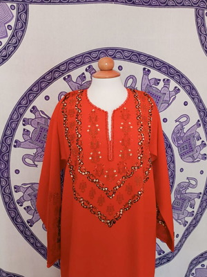 Vintage Caftan embroidered, new, red, size L