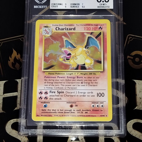 Pokémon Charizard Base Set #4 BGS 6.5 card new