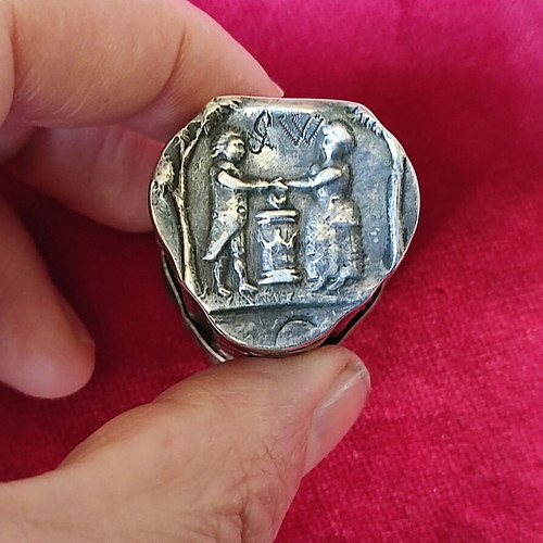 Silver Dutch engagement box used, rare, circa 1840