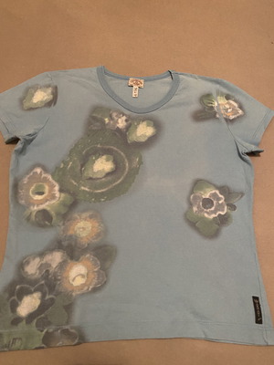 Armani women's T-shirt used, blue with flowers, size S
