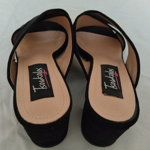 Tsoukalas Shoes Black Suede Mules Size 38 Like New