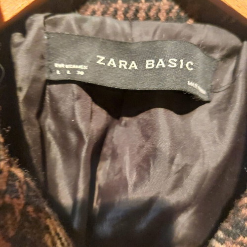 Zara checked coat like new, Montgomery style, beige and brown