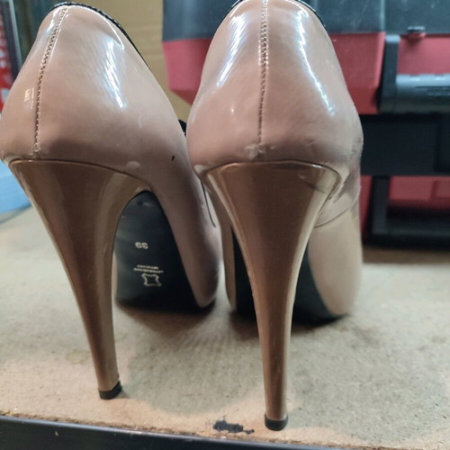 Makis Kotris peep tow pumps used, nude, size 39