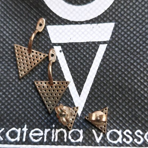 Katerina Vassou earrings silver 925 with black crystals used