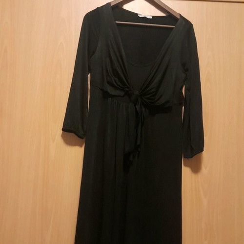 Tsantilis midi black dress used with front tie and long sleeves