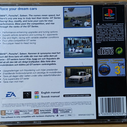 Sports Cars PS1 used, complete with broken case