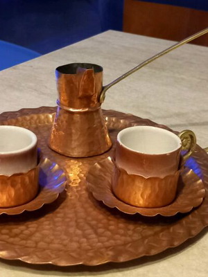 Copper coffee set antique used