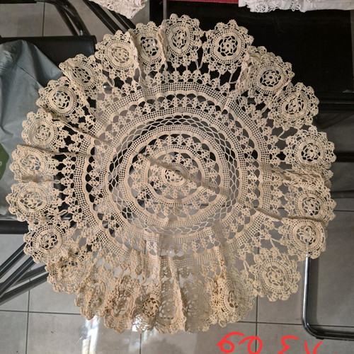 Handmade crocheted round tablecloth new