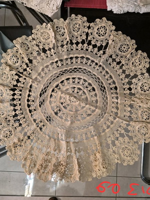 Handmade crocheted round tablecloth new