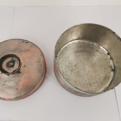 Copper tobacco box used with lid from 1900 era