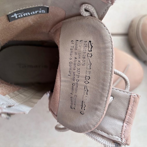 Tamaris leather ankle boots beige like new, size 37